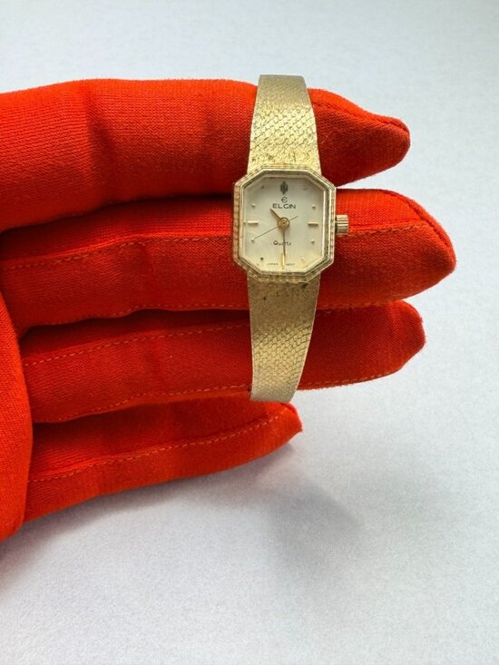 Vintage Elgin Quartz Gold Tone Mesh Bracelet Ladies Watch Japan main image 5